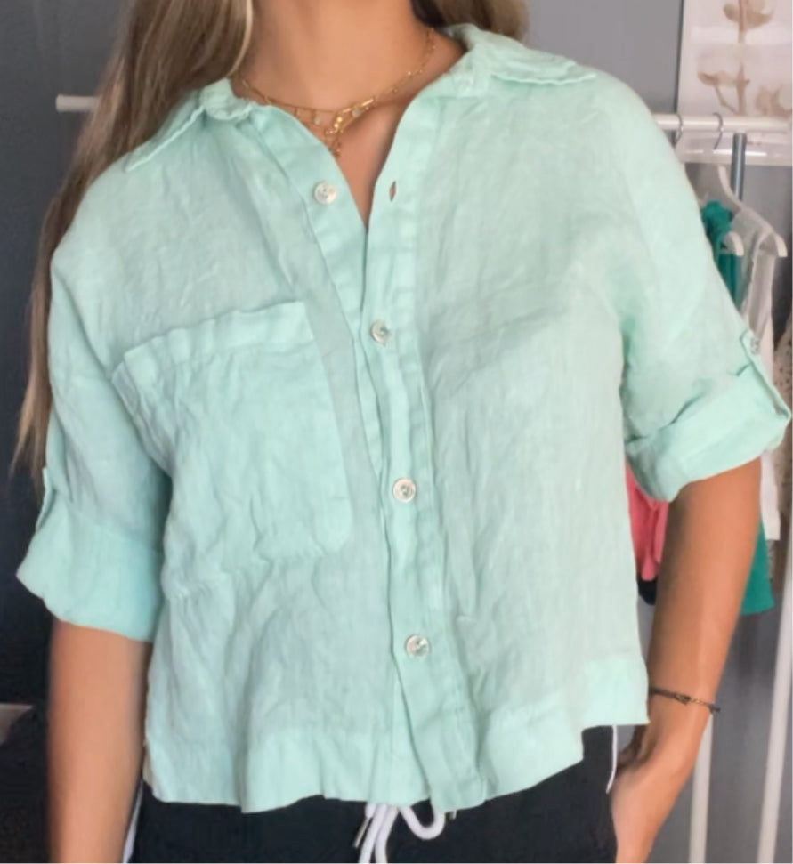 Chemise en Lin Léna vert d’eau