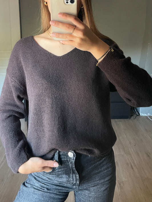 Pull Leya marron foncé