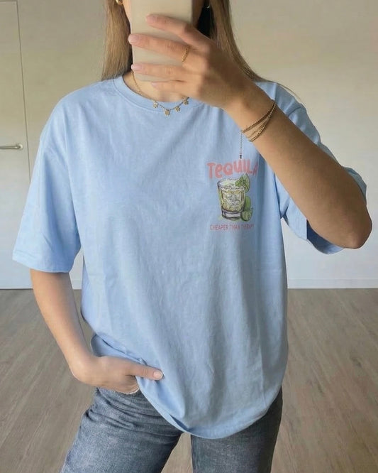 T-shirt Tequila bleu