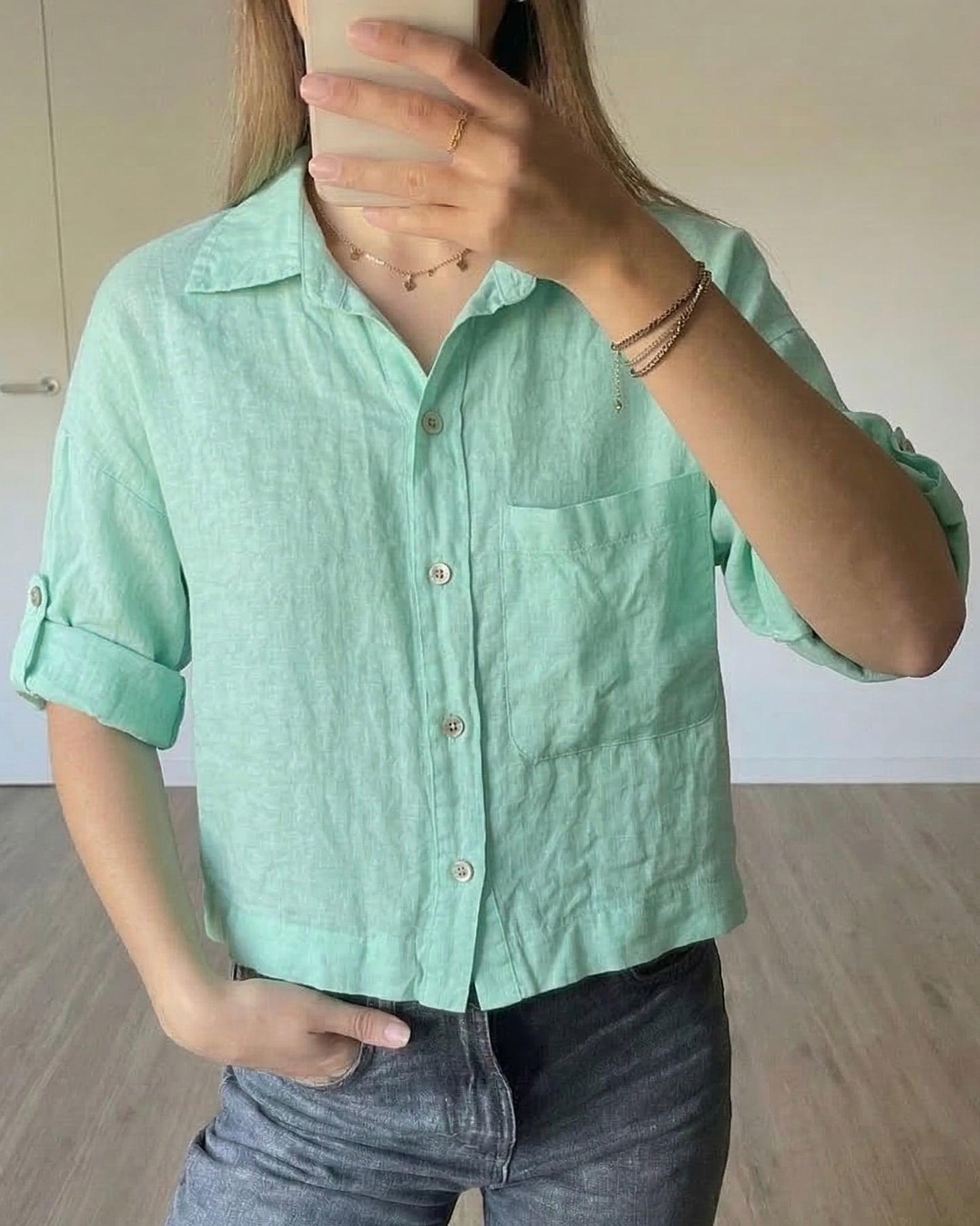 Chemise en Lin Léna vert d’eau