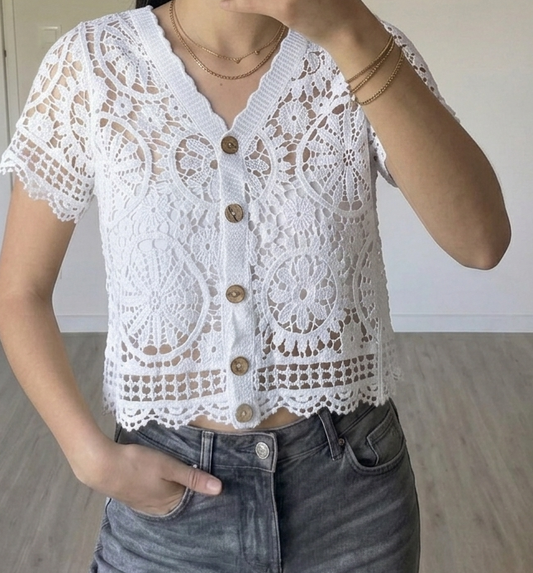 Top en Crochet Ilona Blanc
