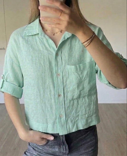 Chemise en Lin Léna vert d’eau